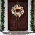 thumbnail image 5 of 24 Inch Christmas Wreath for Front Door, Flocked Frosted Pine Wreath with Pinecones, Red Berries and Snowflakes for Outdoor Indoor Xmas Decor, Home and Holiday Party Decoration, 5 of 7