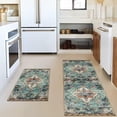 thumbnail image 2 of Boho Kitchen Rug Set, Teal, Set of 2s, Farmhouse Style, Washable, Non Slip, Bohemian Vintage Kitchen Rugs Mats 17"x47"+17"x30", 2 of 7
