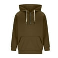 thumbnail image 6 of Men Solid Color Pocket Hooded Drawstring Half-Zipper Top Pullover Sports Jacket Hooded Sweatshirts, 6 of 6