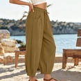 thumbnail image 4 of Womens Wide Leg Pants Drawstring Loose Baggy High Waisted Barrel Pants Summer Lounge Trousers with Pockets, 4 of 5