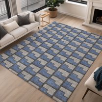 Addison Rugs Chantille Indoor/Outdoor Transitional Geometric Navy Machine Washable Rectangle Rug, 10' x 14'