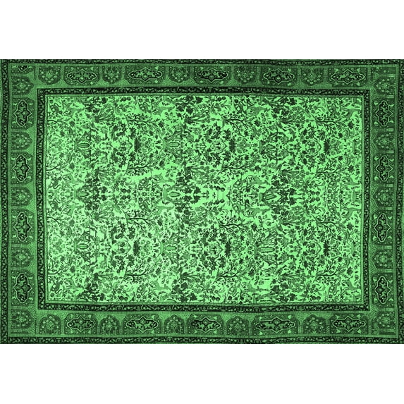 Ahgly Company Indoor Rectangle Persian Emerald Green Traditional Area Rugs, 6' x 9'