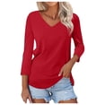 thumbnail image 1 of UANWENN Chemise de Base à Manches Longues Ajustée et Décontractée pour Femmes, T-Shirt à Manches 9 et Demi, Haut Imprimé 3D, Col Rond, T-Shirt à Col Roulé, Chemises de Travail pour Femmes Petites, Été, 1 of 4