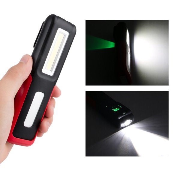 Lampe de Inspection à Main Torche LED+COB, Lumière de Travail Magnétique Rechargeable USB