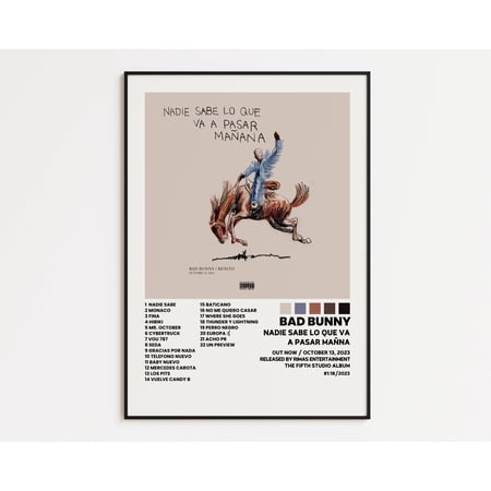 POSTER Bad Bunny Cover Poster, Nadie sabe Lo Que Va A Pasar MaÃ±na, Album Wall Print, Tracklist Poster, Rap Classics Poster, Hip Hop Poster-NO FRAME