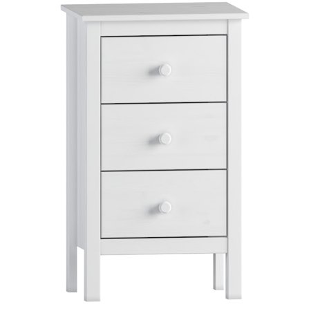 Extra Tall Nightstand for Bedroom with 3 Deep Storage Drawers White