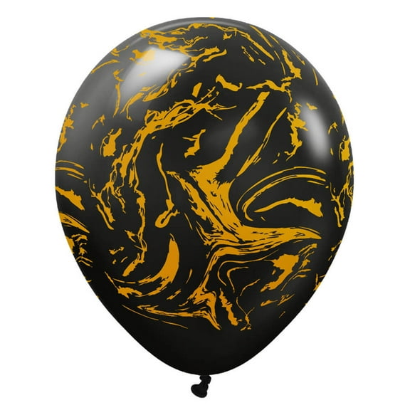 12 inch Kalisan Space Nebula - Black W/ Gold Ink Latex Balloons (25 Pack) - Party Supplies Decorations