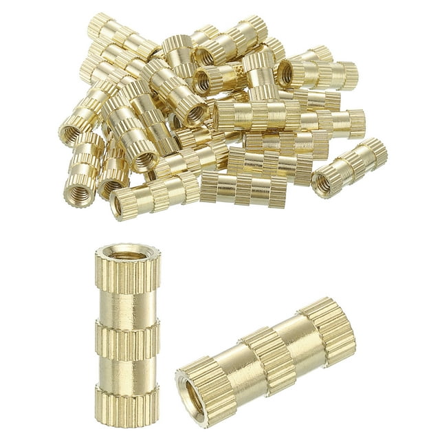 Knurled Insert Nuts, 50Pack M4 x 16mm(L) x 6mm(OD) Thread Printing Brass Nuts Female Threaded Inserts