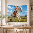 thumbnail image 5 of Tabby Cat Cowboy on Galloping White Horse, Adventurous Digital Art for Animal Lovers, Western Ranch Decor, Housewarming Gift, Tapestry Wall Hanging for Bedroom and Living Room, 5 of 7
