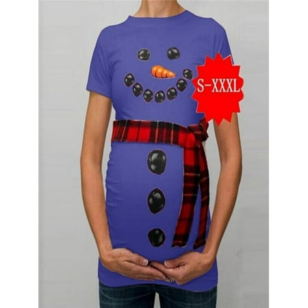 Women Christmas Snowman Cartoon Maternity T Shirts Pregnancy Tee Tops (Best Place For Maternity Work Clothes)
