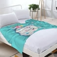 thumbnail image 3 of Cute Fluffy White Rabbit Flannel Blanket - Soft Cozy Durable Design with Colorful Flowers & Hearts for Sofa Travel Bed Chair, 3 of 7