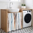 thumbnail image 3 of Blue Brown Tree Cabinet Curtain 35"Wx35"L, Dustproof Under Sink Skirt with Self Adhesive Tape, Watercolor Forest Art Cabinet Curtain Cover for Kitchen Sink, Bathroom Vanity, Laundry Room, 3 of 9