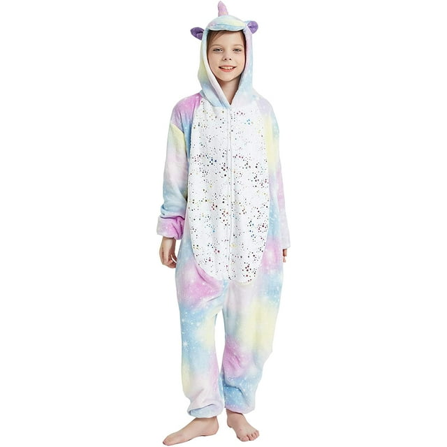 Combinaisons de Nuit pour Enfants à Capuche en Flanelle - Pyjama une Pièce pour Garçons et Filles, Vêtement de Nuit, Robe de Chambre pour Enfant, 4-8 Ans