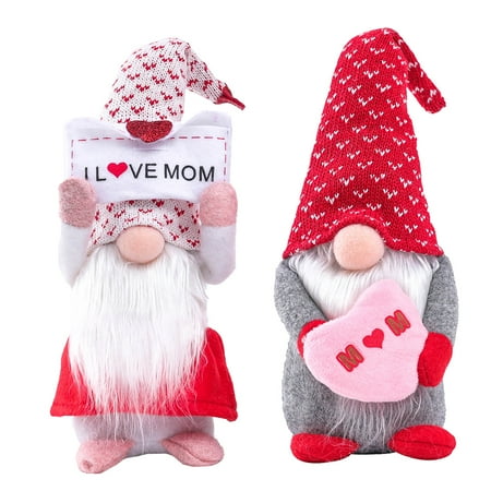 

2pcs Love Pattern Gnome Decoration Ornament Gnome Plush Doll Home Decorations