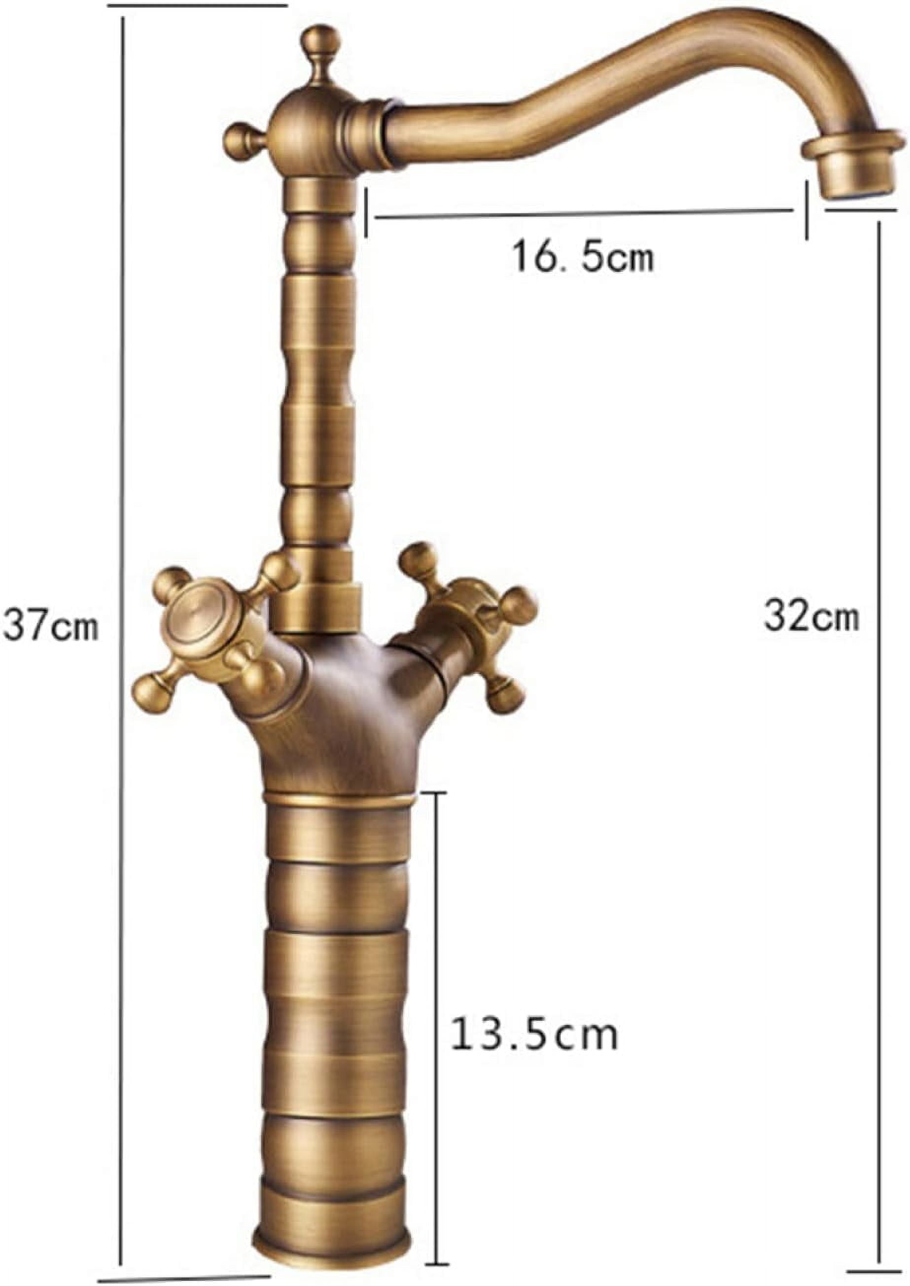 Bathroom Sink Faucet Vintage, Basin Faucets 360 Degree Swivel Spout Lavatory Sink Faucet, Bathroom Sink Faucet Single Hole Cold and Hot Double Handle Cross High, Gold