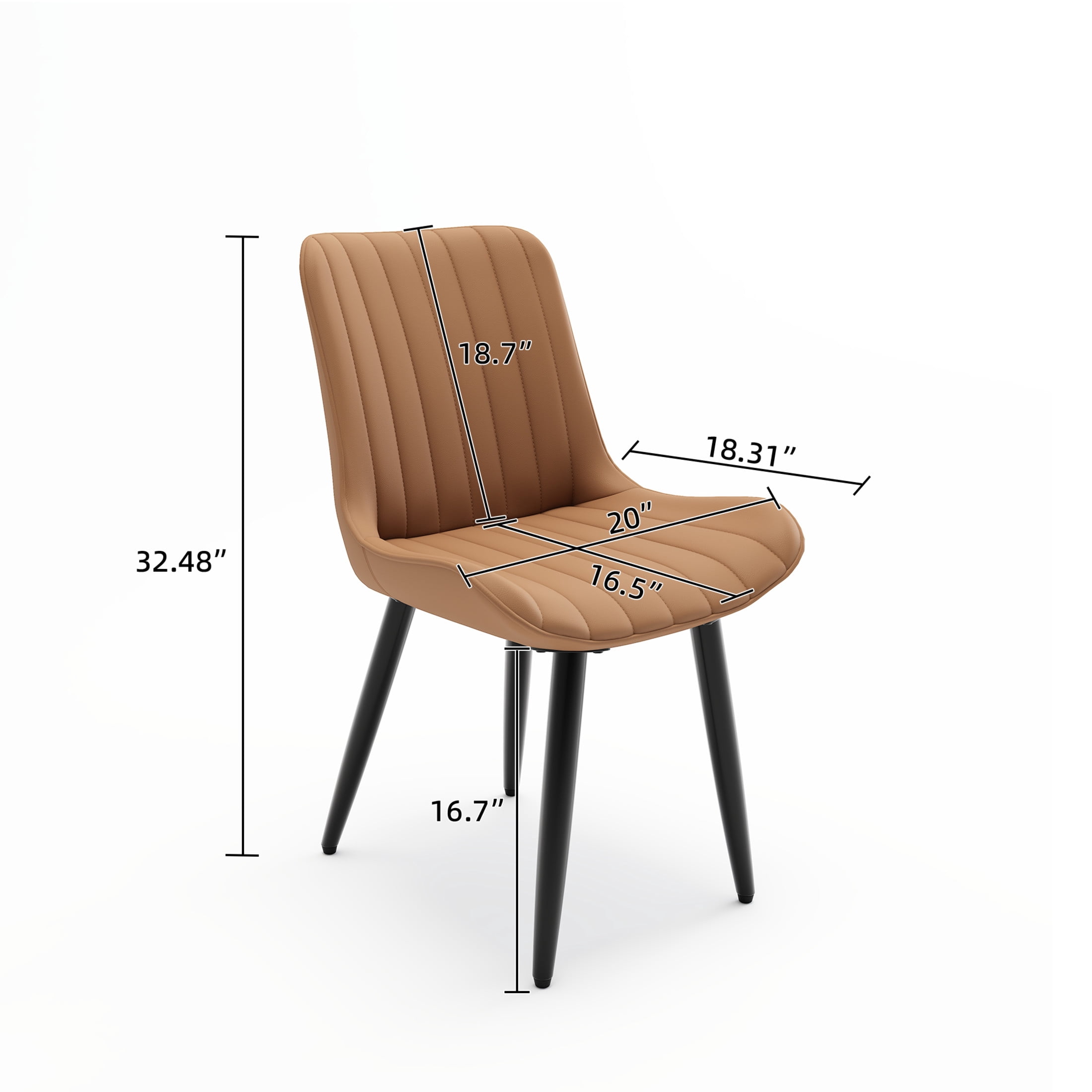 Noble House Modern PU Leather Dining Chairs with Metal Legs, Armless Side Chairs for Kitchen, Brown, Set of 4