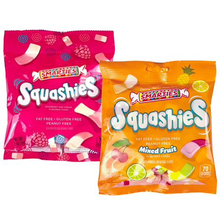 2-Pack Smarties Squashies Gummy Candy – Raspberry & Cream   Mixed Fruit Flavors, 5oz each
