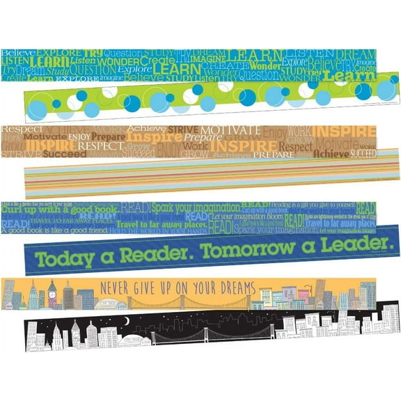 Barker Creek Words of Inspiration Double-Sided Border Set of 4, Multi-Design 4-Pack with 140’ of Border Total – 35’ Each of 4 Inspirational Designs (908)