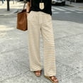thumbnail image 2 of Kvture Women's Striped Wide Leg Yoga Pants High Waist Loose Fit Sweatpants Baggy Drawstring Casual Lounge Flared Joggers Khaki Pant S, 2 of 5