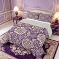 thumbnail image 2 of Erosebridal Purple Floral Vine Full Size Comforter Sets,Cream Damask Motif Bedding Comforter Set,3 Pieces,1 Comforter and 2 Pillowcases,Light Gray Reversible, 2 of 7