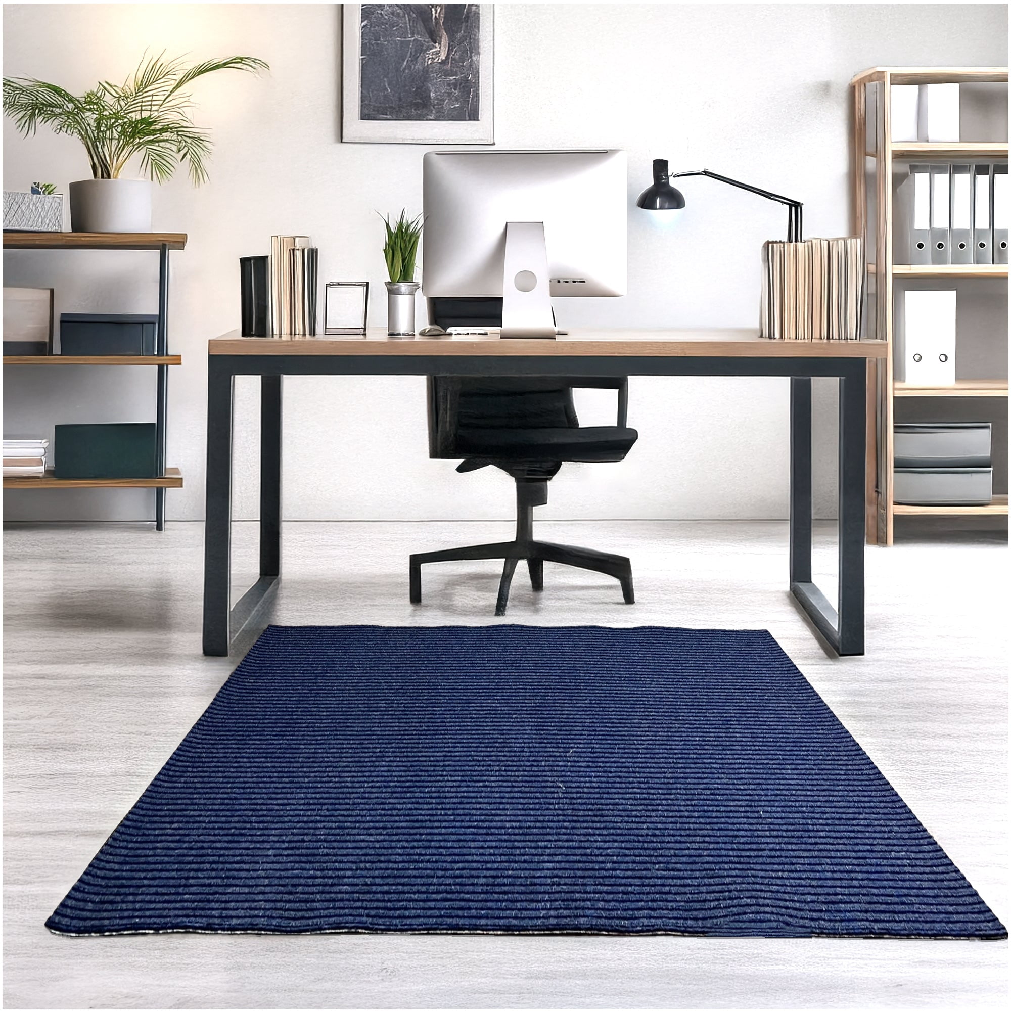 Koeckritz Rugs 6' x 14' Blue Heavy Duty Non-Slip Indoor/Outdoor Rug, All-Weather Doormat