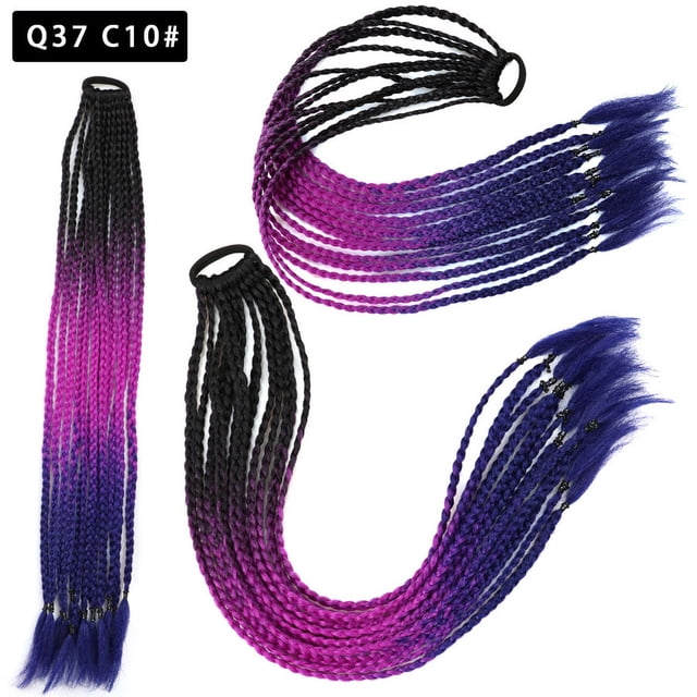 Zhuge 2 piezas de extensiones de cabello trenzado de colores, accesorios para extensiones de cabello trenzado con bandas de goma sintéticas para mujeres, J