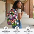 thumbnail image 4 of CHAQLIN Water Resistant Kids Backpacks for Travel Elementary School, 600D Polyester Breathable Strap Bookbag, Doodle-Style Cartoon, 4 of 9
