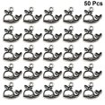thumbnail image 2 of 50 piezas de colgante de pulsera de ballena con chorro de aleación, dijes de bricolaje, accesorio para hacer joyas para manualidades de collar (plata antigua), 2 of 8