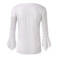 thumbnail image 5 of Women T-Shirts Spring Summer 3/4 Bell Sleeve V-Neck Pleated Solid Color Button T-Shirt Simple Outdoor Steetwear Ladies Dailywear, 5 of 5