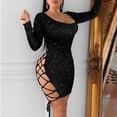 thumbnail image 2 of Vestido sexy HUOGUO ajustado sin espalda con estampado de leopardo para mujer, 2 of 5