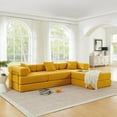 thumbnail image 4 of 108"W Corduroy Convertible Floor Sofa Bed, Oversized Compression Sofa with Pillows, No Assembly Required, Futon Lazy Boneless Couch Sleeper Sofa with Pull Out Bed Modular Futon Couch, Living Room, 4 of 17