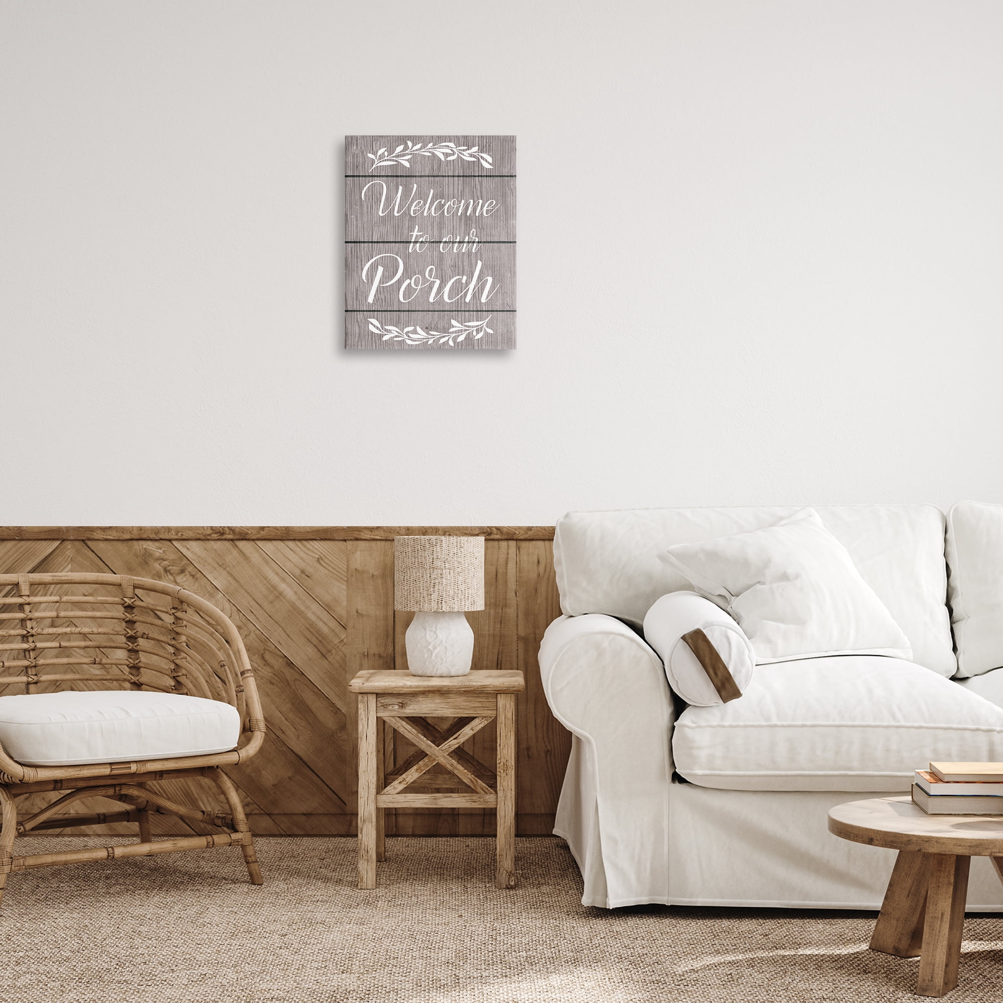 Stupell Industries Rustic Welcome Porch Text & Numbers Painting Wrapped Canvas Art Print Wall Art, 16 x 20