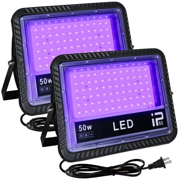 50W UV LED Blacklight Spotlights, IP66 Waterproof Outdoor UV Spotlights with Plug, 385-400NM (UV-A) UV Floodlights for Blacklight Parties, Glow Parties, Halloween