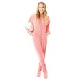 thumbnail image 2 of Big Feet Pjs Pink Hoodie Plush Womens Footed Pajamas Sleeper w/ Drop Seat Sleeper, 2 of 3
