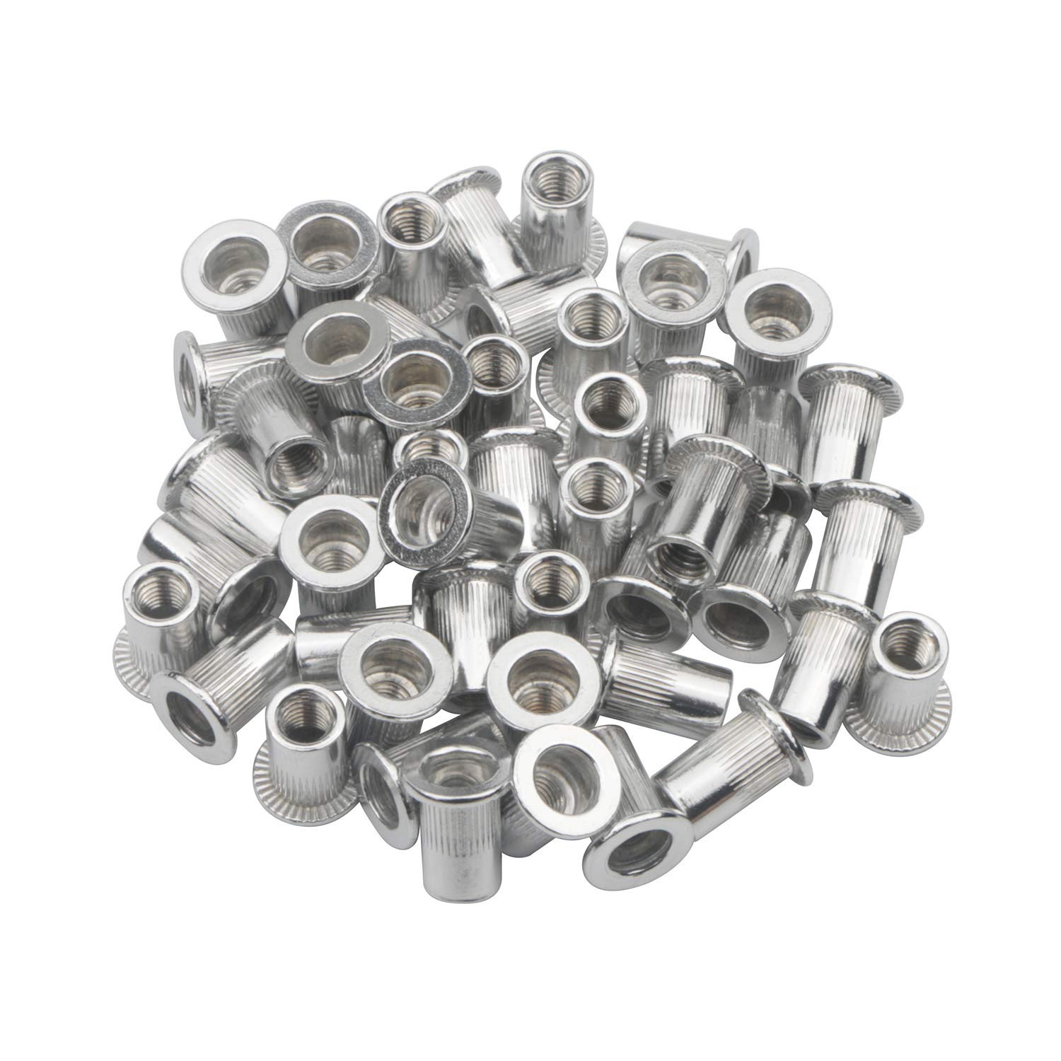 Pack of 50 Rivet Nuts M6, Rivet Nuts Stainless Steel Flat Head Blind