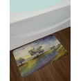 thumbnail image 2 of Woodland Bath Mat, Watercolor Style River Scene Floral Composition with Trees Pastoral Nature, Plush Bathroom Decor Mat with Non Slip Backing, 29.5" X 17.5", Apple Green Blue, by Ambesonne, 2 of 2