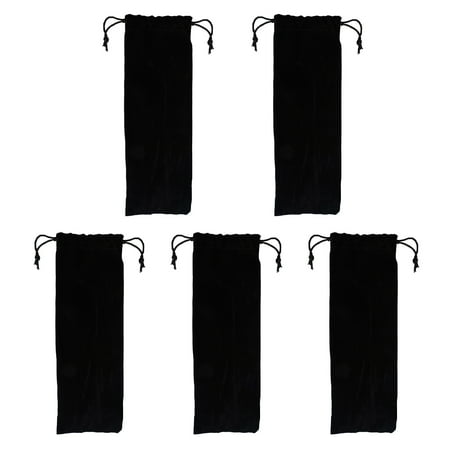 

PATKAW 5PCS Stainless Steel Straw Carrying Pouch Flannel Bag Practical Drinking Straws Case Cutlery Fork Spoon Storage Bag (Black)