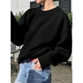 thumbnail image 5 of Womens Crew Neck Sweaters Long Sleeve Slouchy Fall Casual Loose Pullover Tops Black One size, 5 of 7