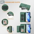 thumbnail image 4 of Crossbody Wallet Case For Samsung Galaxy S26 Ultra, PU Leather Flip with Zipper Pocket, Card Slots & ID Window, RFID Blocking Magnetic Closure Detachable Strap & Kickstand for Women Men,Darkgreen, 4 of 12