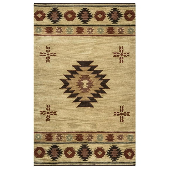 Alora Decor Ryder 9' x 12' Tribal Khaki/Brown/Burgundy/Sage Hand-Tufted Area Rug