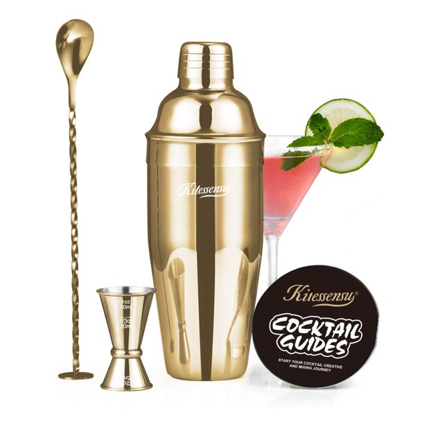 Set de coctelera KITESSENSU de acero inoxidable de 750 ml con colador
