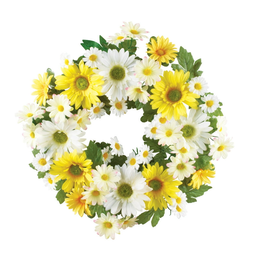 Beautiful Mixed Yellow And White Daisy Floral Front Door Wreath