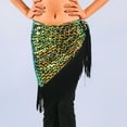 thumbnail image 2 of KHONTS Women's Sparkly Fringed Wrap Skirt Tie Side Sequins Tassel Scarf Waist Towel for Belly Dance Festival Rave Party Light Green One Size, 2 of 6