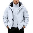 thumbnail image 3 of Sevevn Men 3 In 1 Rain Jacket Detachable Hood Regular Fit Waterproof Shell Fleece Liner Fabric Zip Snap Placket Chest Zip Pocket Arm Patch Cuffs For Hiking Wear, 3 of 8