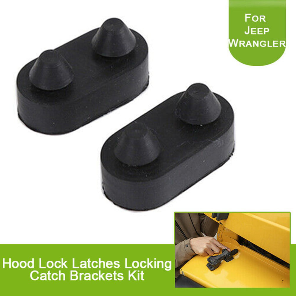 Hood Lock Latches Locking Catch Brackets Kit for Jeep Wrangler TJ 97-06  Rubber 