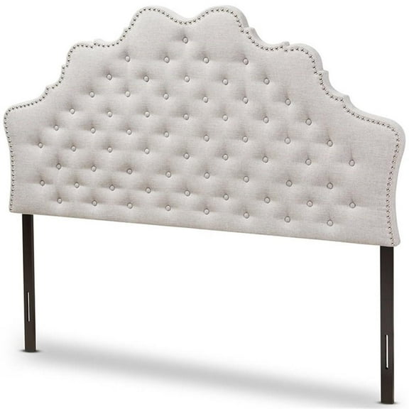 Bowery Hill Modern Fabric Tufted King Panel Headboard in Grayish Beige