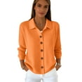 thumbnail image 4 of Cardigan Sweaters for Women, Long Sleeve Lapel Collared Knitwear, Button Down Tops for Winter Outerwear 2026 Saffron S, 4 of 4