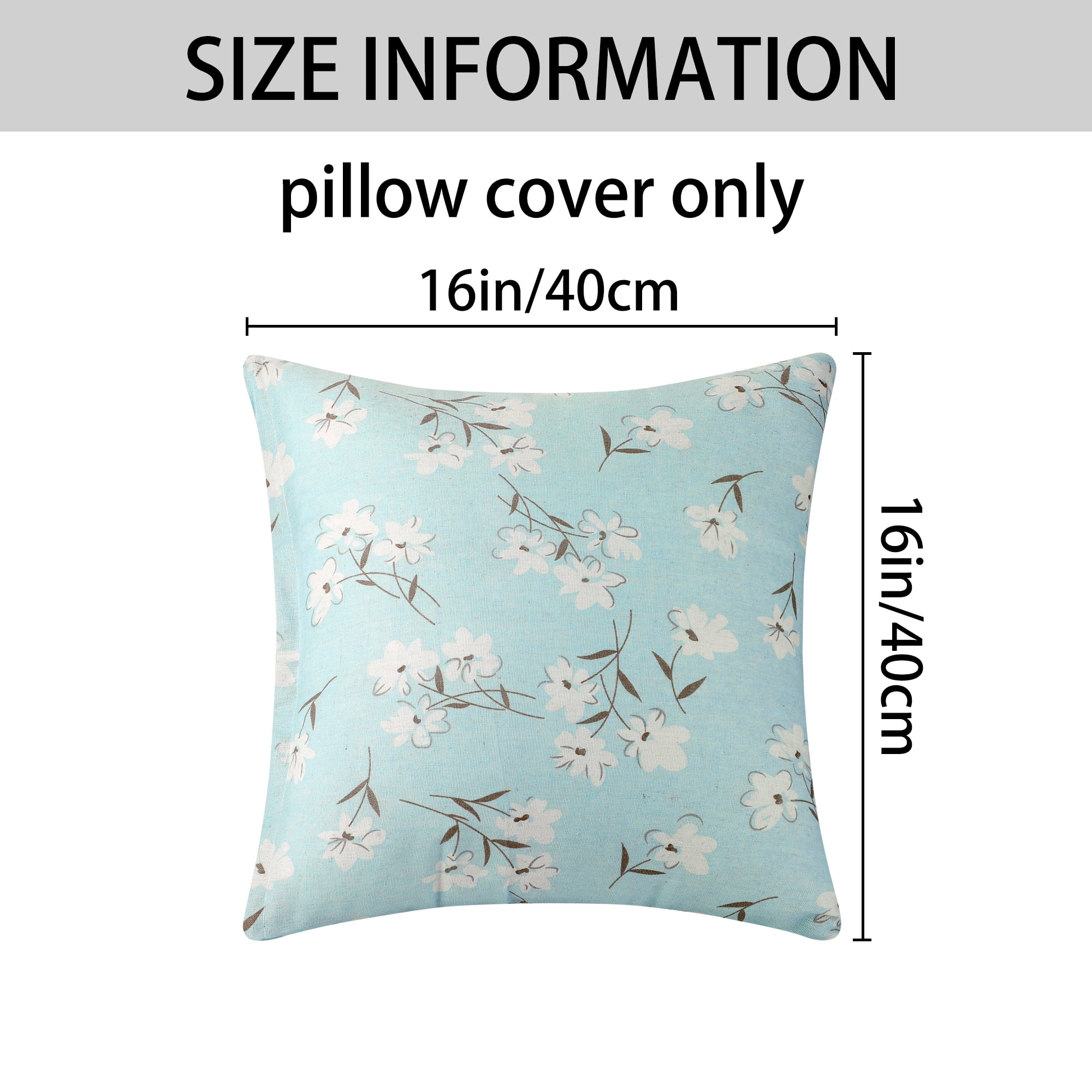 Unique Bargains Cute Pattern Throw Pillow Covers 4 Pcs Spandex Pillowcases For Home Sofa Magnolia/Small Green Leaves 16" x 16"