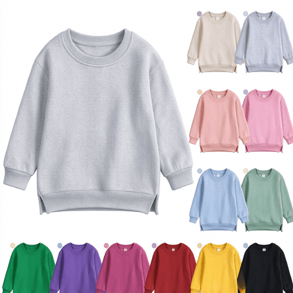Titcea Kids Solid Pullover Sweatshirt Soft Comfy Fleece Sweater Boys and Girls Fall Casual Crewneck Sweatshirts 9Months-7Years