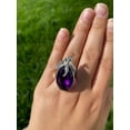 thumbnail image 5 of The Mila: Oval Shaped Siberian Amethyst Cocktail Ring in 14 Karat White Gold with Diamonds, 5 of 5